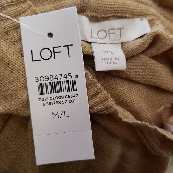 NEW Loft M L Sweater Tan Beige Hoodie Poncho Boho Oversized Lightweight Women's - Picture 5 of 6